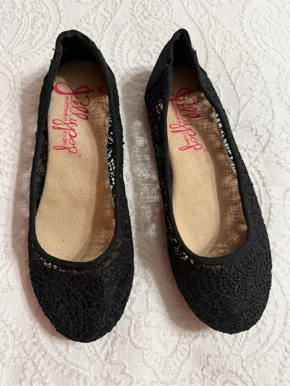 NWOT! Jellypop Size 7.5M Black Lace Ballet Flats